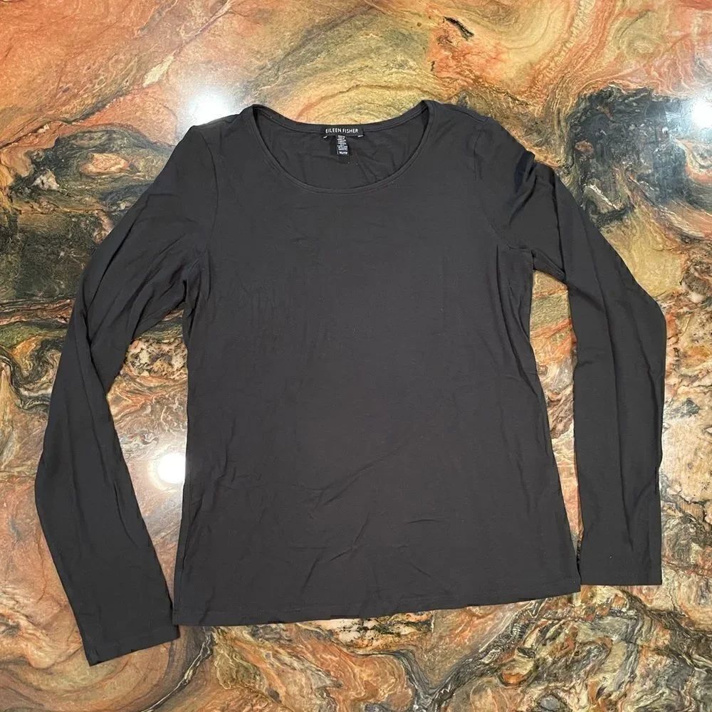 Eileen Fisher XS black long sleeve top viscose